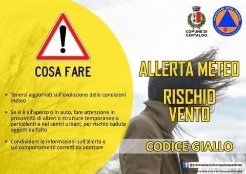 27 febbraio 2022, allerta giallo per il rischio vento