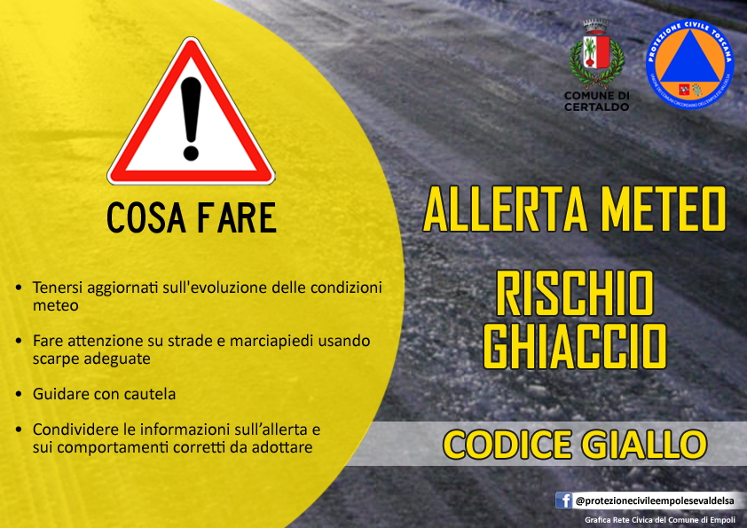 29-30 novembre, allerta giallo per rischio ghiaccio