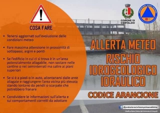 3 ottobre 2024, allerta codice giallo e arancione rischi idrogeologico idraulico reticolo minore e temporali forti