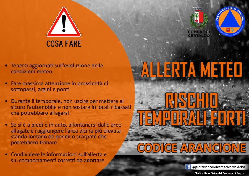  4 e 5 settembre 2024, allerta meteo rischio idrogeologico-idraulico reticolo minore e temporali forti