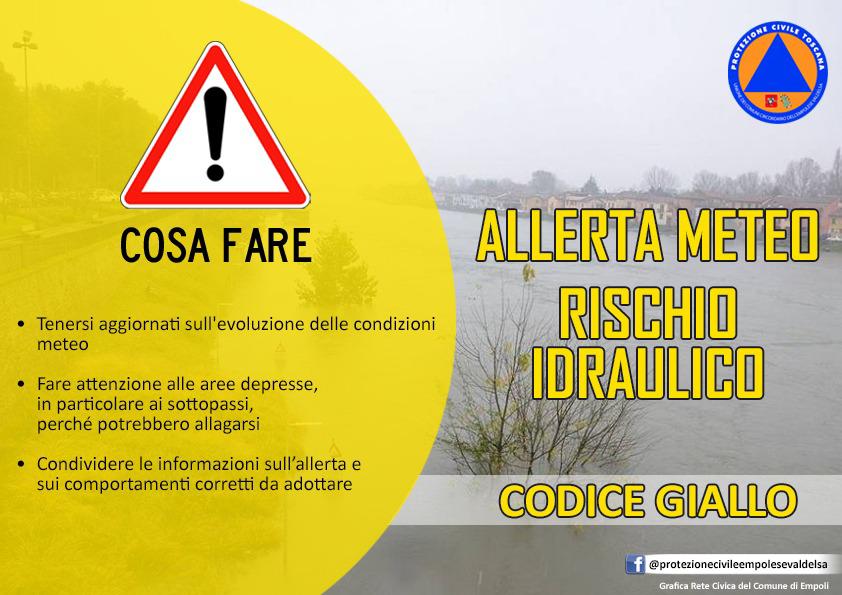 18 e 19 ottobre 2024, allerta giallo rischio idrogeologico idraulico principale e reticolo minore