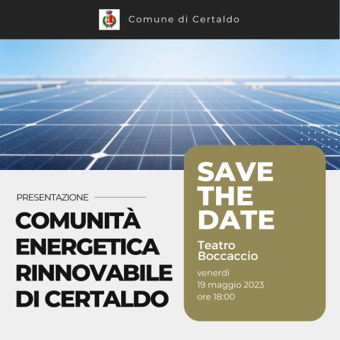 A Certaldo nasce la Comunità Energetica Rinnovabile. Il 19 maggio la presentazione